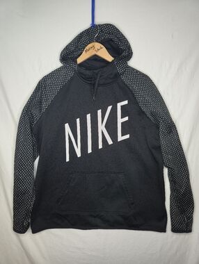 Nike Ladies Black And White Polka Dot Drifit Hoodie Sweatshirt Size XL